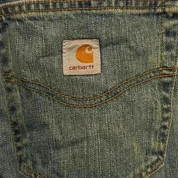 Carhartt Mens Sz 33x32 Loose Fit Straight Leg Utility Work Denim Jeans EUC - Picture 5 of 8